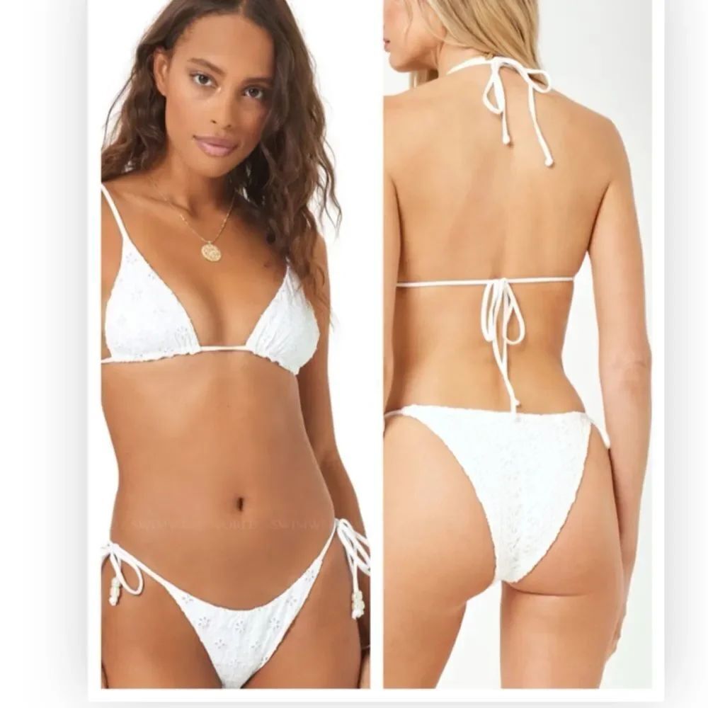 L*Space Brittany Top Classic Embroidered Nylon Swim Top Medium NWT $99 - Picture 6 of 9